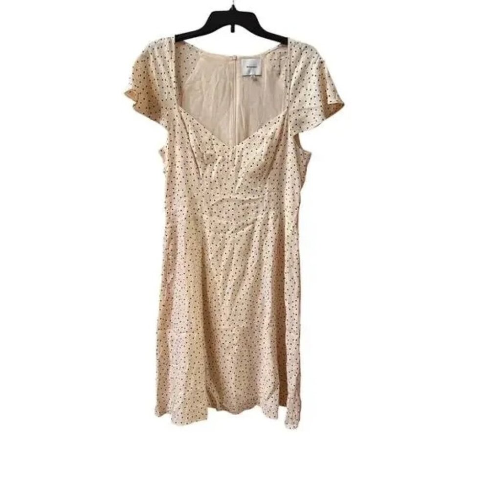 NWOT Reformation Novia Flutter Sleeve Dress, White & Black Polka Dot, Size 2 - Picture 5 of 13